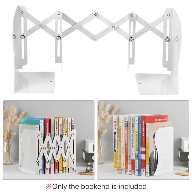 Retractable Bookends Metal Book Ends Decorative Binder Holder Organizer Extends Up To 19 69 Inch Width Adjustable Desktop Bookshelf For School Office Home White Walmart Com Walmart Com