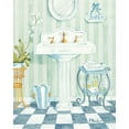 thumbnail image 4 of Classic Checkered Tile Bathroom Sink and Clawfoot Tub Set; Two 8x10in Paper Posters. Green/Blue/White, 4 of 4