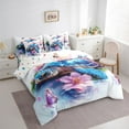 thumbnail image 3 of Feelyou 3D Sea Turtle Child Bedding Comforter Set 7pcs, Pink Cherry Blossoms Queen Bedding Sets, Modern Fashion Style Reversible Queen Sheet Sets, Super Cozy Room Decor, 3 of 7