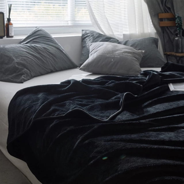 SuChun Kitchen Rug Plush Blankets And Throws Gifts For Housewarming Warm Solid Warm Plush Fleece Blanket Throw Rug Sofa Bedding Warm Lightweight Blanket For Sofa Couch Bed Travel Black