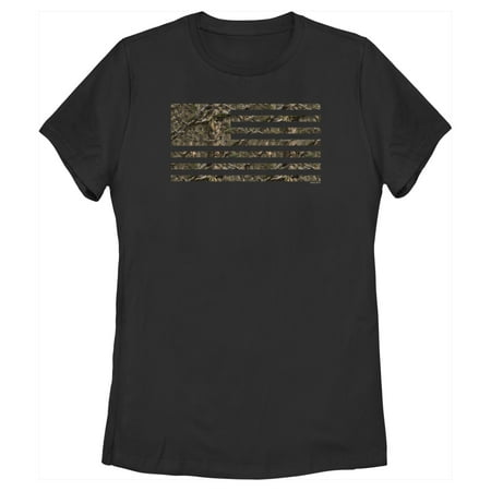 Women s Mossy Oak In the Woods Flag Graphic Tee Black Medium