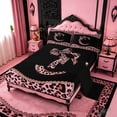 thumbnail image 2 of meiyoeat Cheetah Pattern Monogrammed C King Sheets For Kids,Pink Leopard Print Bow Bedding For Girls,4-Piece, 2 of 6