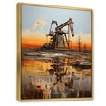 thumbnail image 2 of Designart "Gold Oil Rigs landscapes In Texas III" Cityscapes Floater Framed Wall Art Living Room, 2 of 7
