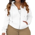 thumbnail image 2 of Domzest Sweatshirts for Women Full-Zip Long Sleeve 3X-5X Hoodies Winter Lightweight Loose Fit Cotton Drawstring Oversize Sweaters Casual with Pocket Jacket White 4XLarge, 2 of 5
