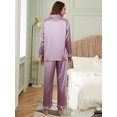 thumbnail image 5 of ZROVA Women's Satin Pajama Sets 2-Pack (4 Pieces), Long Sleeve Button Down Sleepwear & Loungewear, 5 of 9