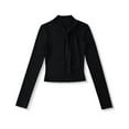thumbnail image 4 of AINIYS Women's Tie Neck Long Sleeve Slim Tops Elegant Basic Layering Office Casual Daily Wear Blouse Black M, 4 of 7