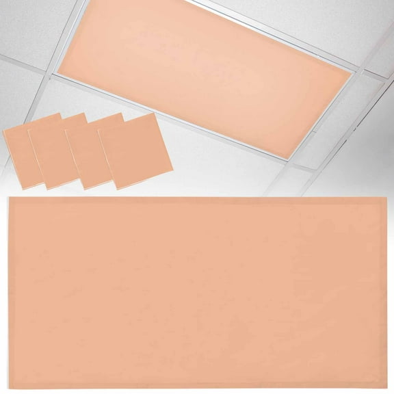 4 Pack Peach Fuzz Fluorescent Light Covers for Ceiling Lights Coral Solid Color Magnetic Ceiling Light Covers Overhead Light Filters for Office Classroom Home