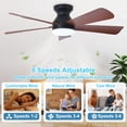 thumbnail image 4 of Modern Ceiling Fan with Light: 42-Inch Black Small Fans for Bedroom Indoor Outdoor - Dimmable Low Profile Ceiling Fans with Remote Control Flush Mount 5 Reversible Black Blades 6 Speeds Timer, 4 of 10