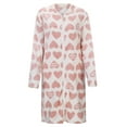 thumbnail image 5 of Puliio Women's Robes Warm Plush Valentine's Day Heart Print Button Down Bathrobe Soft Flannel Comfortable Home Wear Housecoats,Size S, 5 of 9