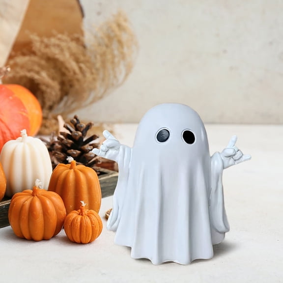 2026 Halloween Ghost Figurine Cute Spooky Resin Ghost Statue Funny Ghost Ornaments Halloween Decorations Indoor Home Office Desk Decor