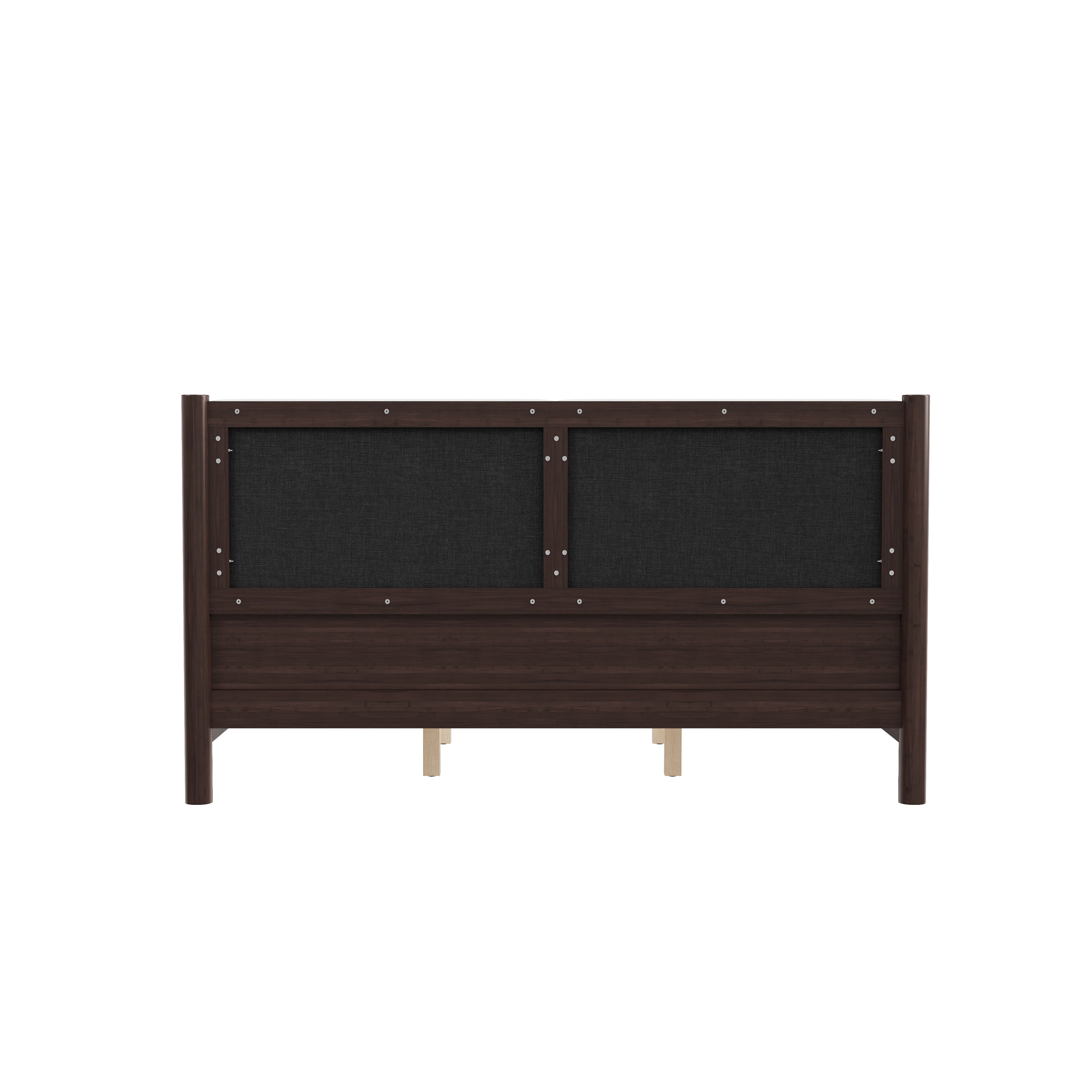 Euroco Wood King Size Platform Bed with PU Leather Headboard, No Box Spring Needed, Espresso