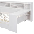 thumbnail image 3 of Euroco Wood Full Size Daybed with Bookcase and Desk, Functional Shelves and 2 Drawers, White, 3 of 18