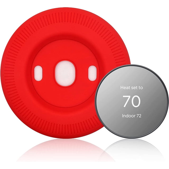 Cubierta de placa de pared compatible con termostato, kit de ajuste de soporte de montaje de silicona resistente a huellas dactilares para termostato Nest, diseño complementario, placa posterior de fácil instalación para el hogar (rojo) ER