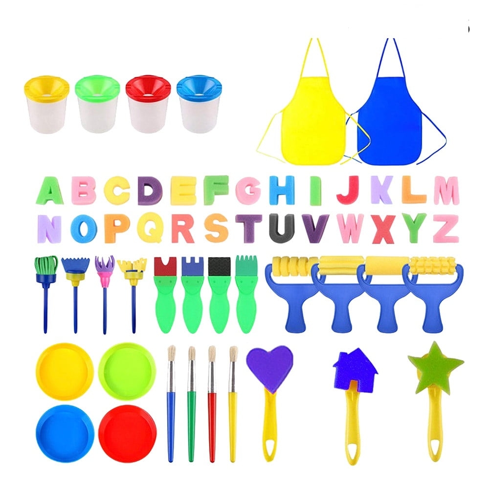 KHBUAB 55Pcs Art Painting Sponge Brush with Strong Handle Assorted