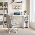 thumbnail image 2 of 31.5 " Modern Home Office Desk with 2 Compartments, Wood Computer desk for Small Space,White, 2 of 9