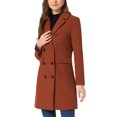 thumbnail image 4 of INSPIRE CHIC Manteau d'Hiver pour Femme à Revers Cranté Trench à Double Boutonnage S Brun Rougeâtre, 4 of 6