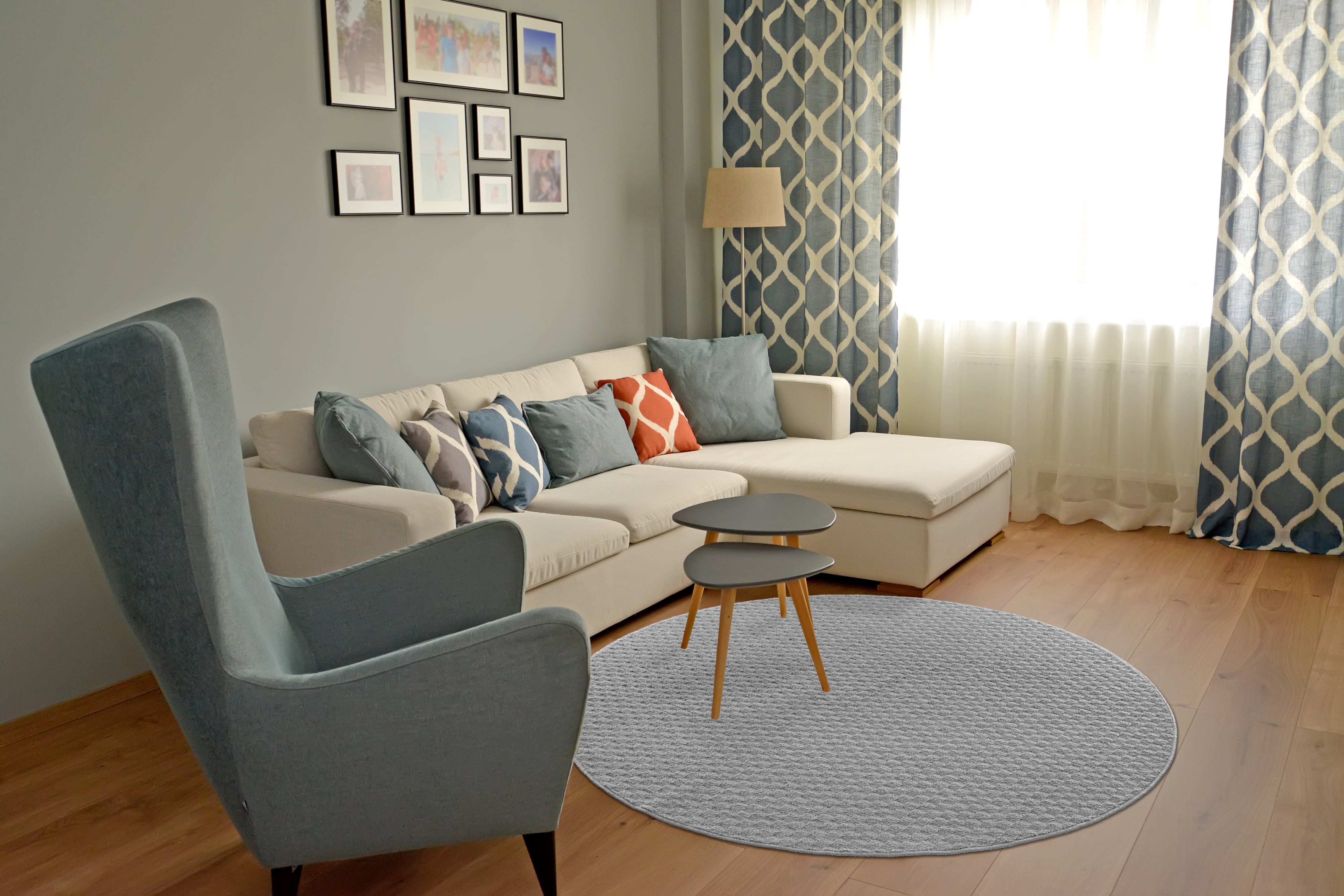 Garland Rug Town Square Silver Round Indoor Area Rug, 5' x 5'