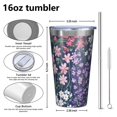 thumbnail image 4 of 16oz Tumblers Pioneer Flower Stainless Steel Vacuum Insulated Double Wall Travel Tumbler Cups Mug with Lid and Straw,Cleaning Brush for Coffee,Tea, 4 of 4