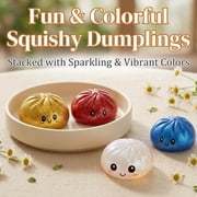 6 color options glitter dumpling squishy with box, stress relief squeeze toy.