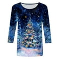 thumbnail image 4 of TTUHYWXI Christmas Shirts for Women Cute 3/4 Length Sleeve Tops Dressy Casual Crewneck Sweatshirts Ugly Xmas Sweater Blouses (Blue, M), 4 of 4