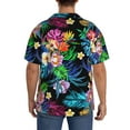 thumbnail image 5 of Easygdp Colorful Flowers Men's Casual Short-sleeved Shirt with Pocket and Button Suitable for Beach Vacation Leisure - Large, 5 of 7