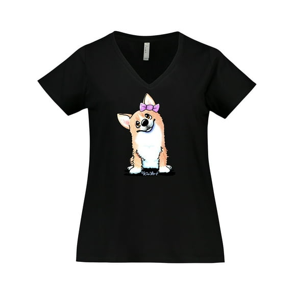 Inktastic Corgi Puppy Girl Women's Plus Size V-Neck T-Shirt