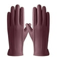 thumbnail image 1 of Ladies' 2024 Autumn And Winter Solid Color Versatile Windproof And Thick Cold Leather Gloves, 1 of 5