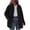Black(Trend), variant on Coorders Women's Faux Suede Cropped Jacket with Pockets, Women's Casual Heavyweight Bottom Down Suede Jackets Coats ,Women's Plus Khaki,Size L