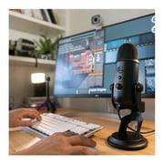 Blue Yeti USB Microphone (Blackout) Bundle with FocusPro Audio Headphones and Pop Filter (3 Items)