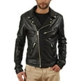thumbnail image 2 of Men Black Leather Jacket Coat Motorcycle Biker Slim Fit Outwear Jackets A964, 2 of 4