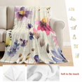 thumbnail image 5 of Purple Spring Floral Blanket Soft Cozy Warm Throw Blanket for Couch, Plush Fuzzy Flannel Fleece Blankets for Sofa, Vintage Flowers Farmhouse Watercolor Bed Blankets Lightweight Gifts for Men, 30"x40", 5 of 9