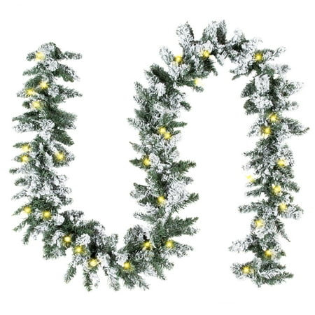 Best Choice Products 9ft Pre-Lit Snow Flocked Festive Artificial Christmas Garland Holiday Decoration with 100 Clear LED Lights, (Best Classroom Christmas Decorations)