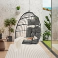 thumbnail image 4 of AOOWOW Gray Hanging Egg Chair Without Stand, Wicker Swing Chair with Red Cushion, 350lbs Indoor Outdoor Use, 4 of 5