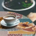 thumbnail image 3 of Ambesonne Autumn Fitted Round Tablecloth, Watercolor Dahlia Pattern, 36"- 40" Diameter, Pale Blue Grey and Orange, 3 of 5