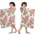 thumbnail image 4 of Pioneer Flower Floral Print Pattern Hooded Bath Towel，50"x30" for Ages 3 To 12 Kids, Quick Dry Lightweight Soft Microfiber Hood Beach Towel Cover Up for Kids, 4 of 7