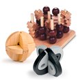 thumbnail image 1 of Sterling Games 3-in-1 Wooden Brain Teasers Puzzles and 3D Wooden Tic Tac Toe Combo Game Set, 1 of 4