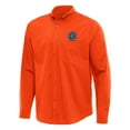 thumbnail image 2 of Men's-Antigua  Orange New York City FC Flight Tri-Blend Woven Long Sleeve Button-Down Shirt, 2 of 3