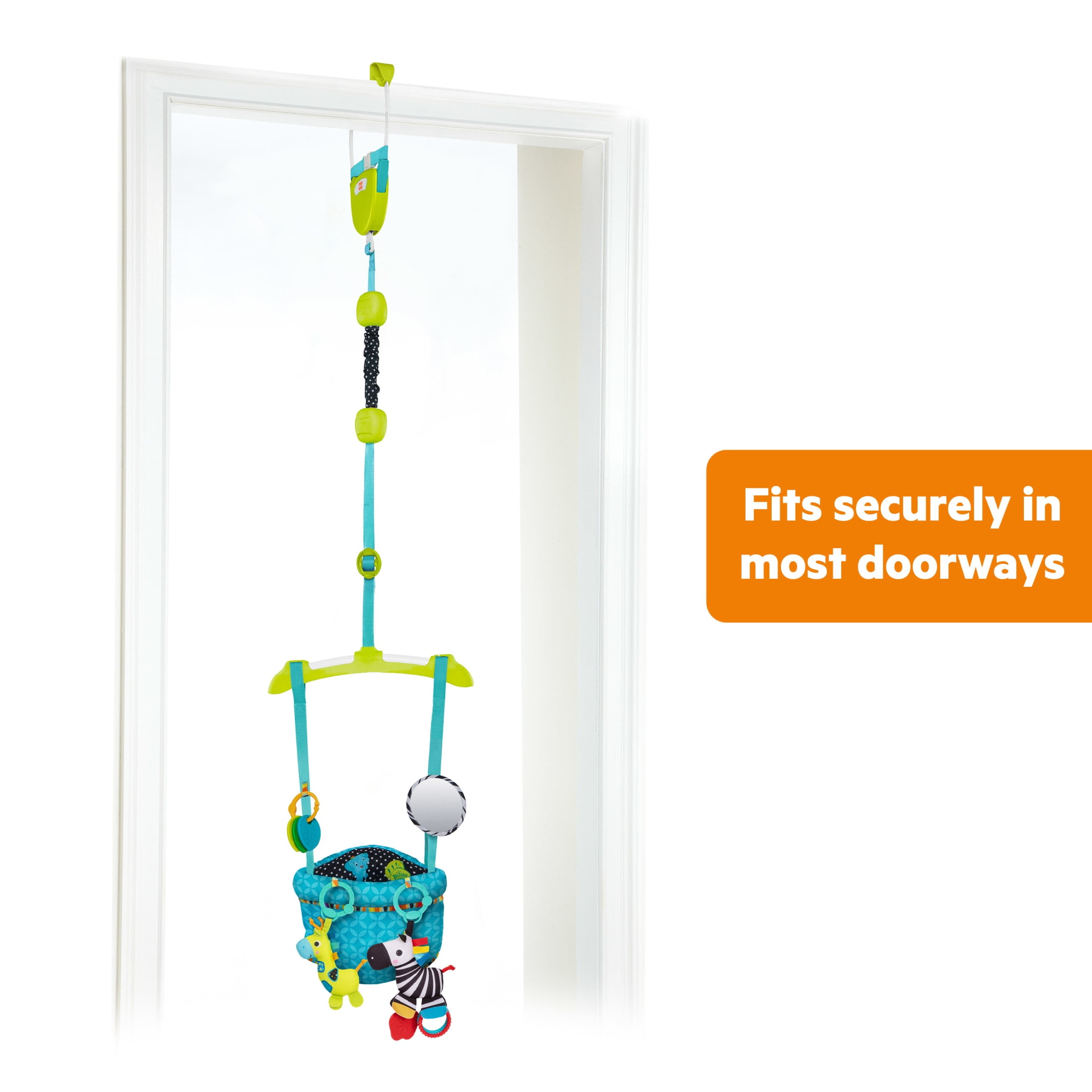 Bright Starts Bounce and Spring Deluxe Door Jumper with Take-Along Toys for Ages 6 Months and Up