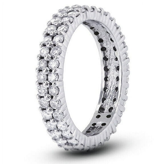 Full Eternity Ring Double Row Wedding Anniversary Ring 14K White Gold Over 2.5 Ct Diamond
