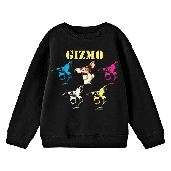 Gremlins Multicolored Gizmos Youth Black Crew Neck Sweatshirt-Small
