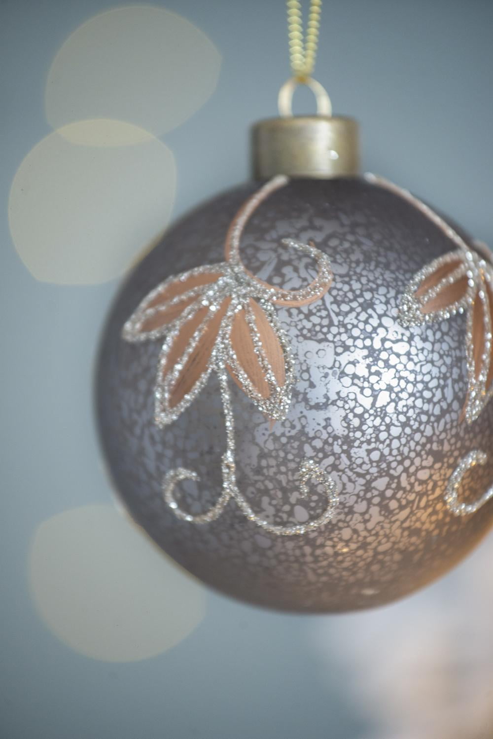 Set of 12 Glass Christmas Ball Ornaments with Glitter and Painting Design by Riccardo Tree Decor