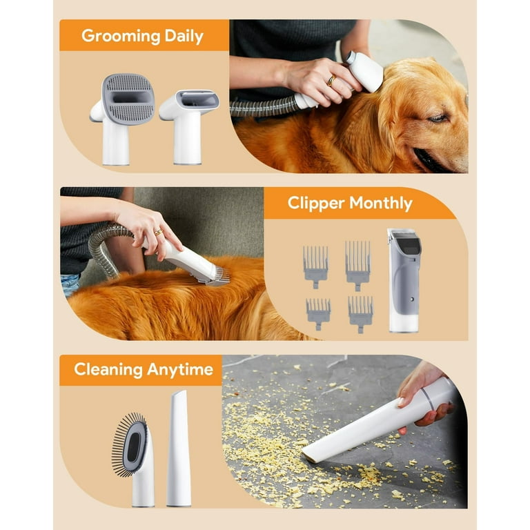Bawetech Dog Grooming Kit & Vacuum, Suction 99% Pet Hair, 2.5L Large  Capacity Dust Cup, 5 Pet Grooming Tools, Low Noise Dog Hair Remover Pet  Grooming Supplies for Dogs Cats 