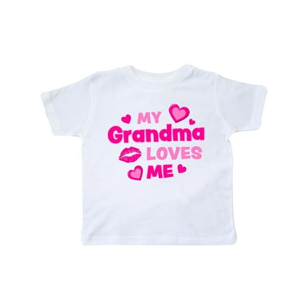 

Inktastic My Grandma Loves Me with Hearts and Kiss Gift Toddler Boy or Toddler Girl T-Shirt