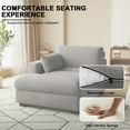 thumbnail image 6 of UIXE Chaise Lounge Indoor Upholstered Corduroy Sofa with Right Armrest for Living Room Bedroom, Light Gray, 6 of 7