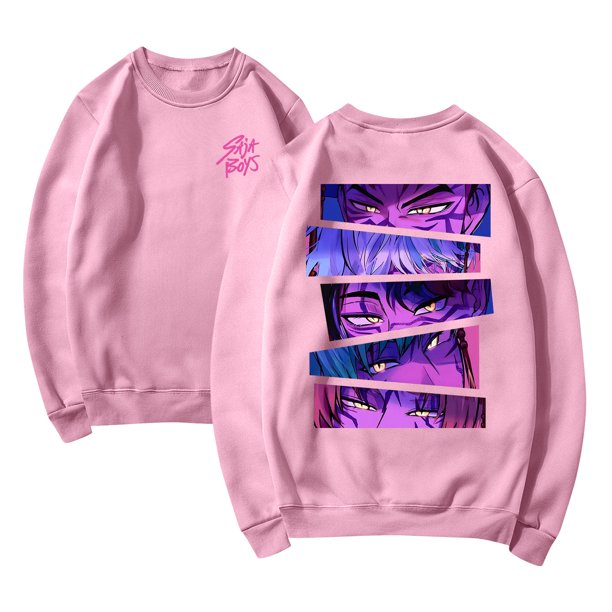 Pop cazadora para niña Demon Hunters Boys Girls Fashion Round-Neck Sweatshirt Streetwear Soft Comfortable Long Sleeve Hoodie for Daily Wear Spring Fall Winter (Pink)