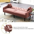 thumbnail image 2 of Pink Fabric Sofa Set, Mid Century Modern Sectional Sofa for Small Spaces, Upholstered Sofas with Solid Wood Frame and 2 Pillows, Tufted Loveseat Sofa Couch for Living Room/Office, 74.8"L, L1083, 2 of 9