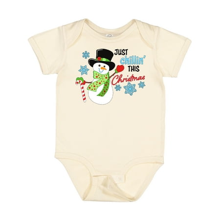 

Inktastic Just Chillin This Christmas Fun Snowman in Top Hat Gift Baby Boy or Baby Girl Bodysuit