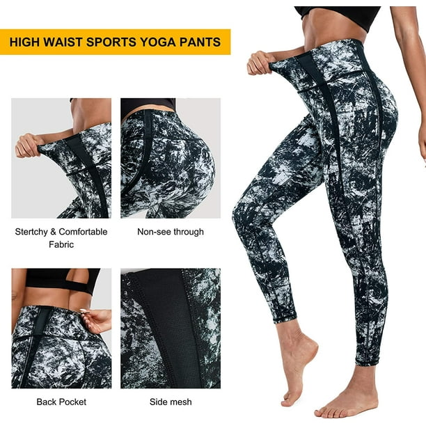 KSCD Women's Joggers Sweatpants High Waist Yoga Pants with Pocket Tummy  Control Casual Lounge Pants Camo Workout Leggings Black Large 