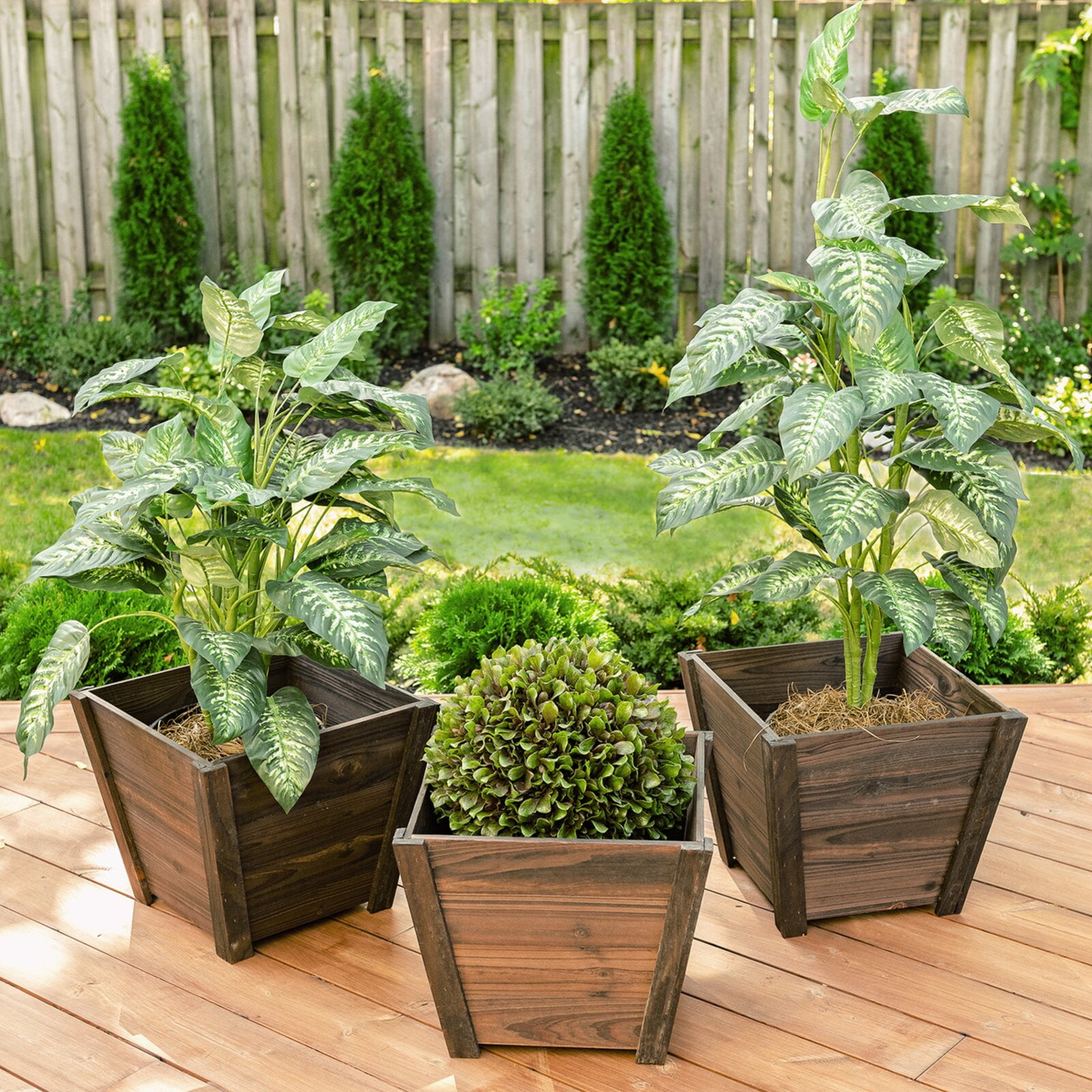 Cypress Wood Pot Planter, Mix and match your plants for builtin