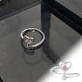 thumbnail image 5 of Anillos para mujer, regalos para mujer, exquisito anillo abierto con incrustaciones de amor para mujer, joyería dulce y de alta gama, única, de moda y versátil, anillo de circón., 5 of 5